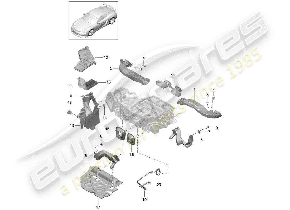 porsche cayman gt4 (2016) air duct parts diagram