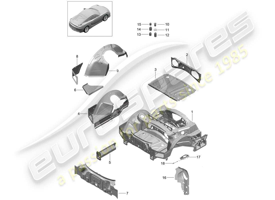 porsche 2016 (981 cayman gt4) rear end part diagram