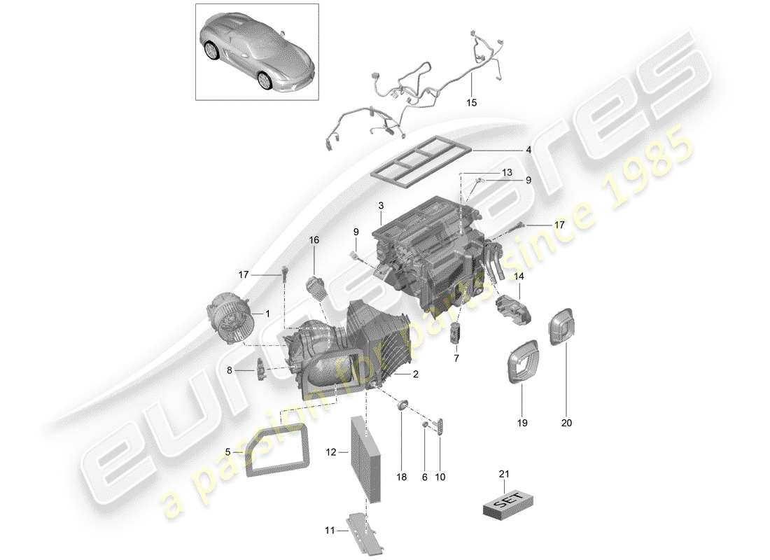 porsche 2016 (981 boxster spyder) air conditioner part diagram