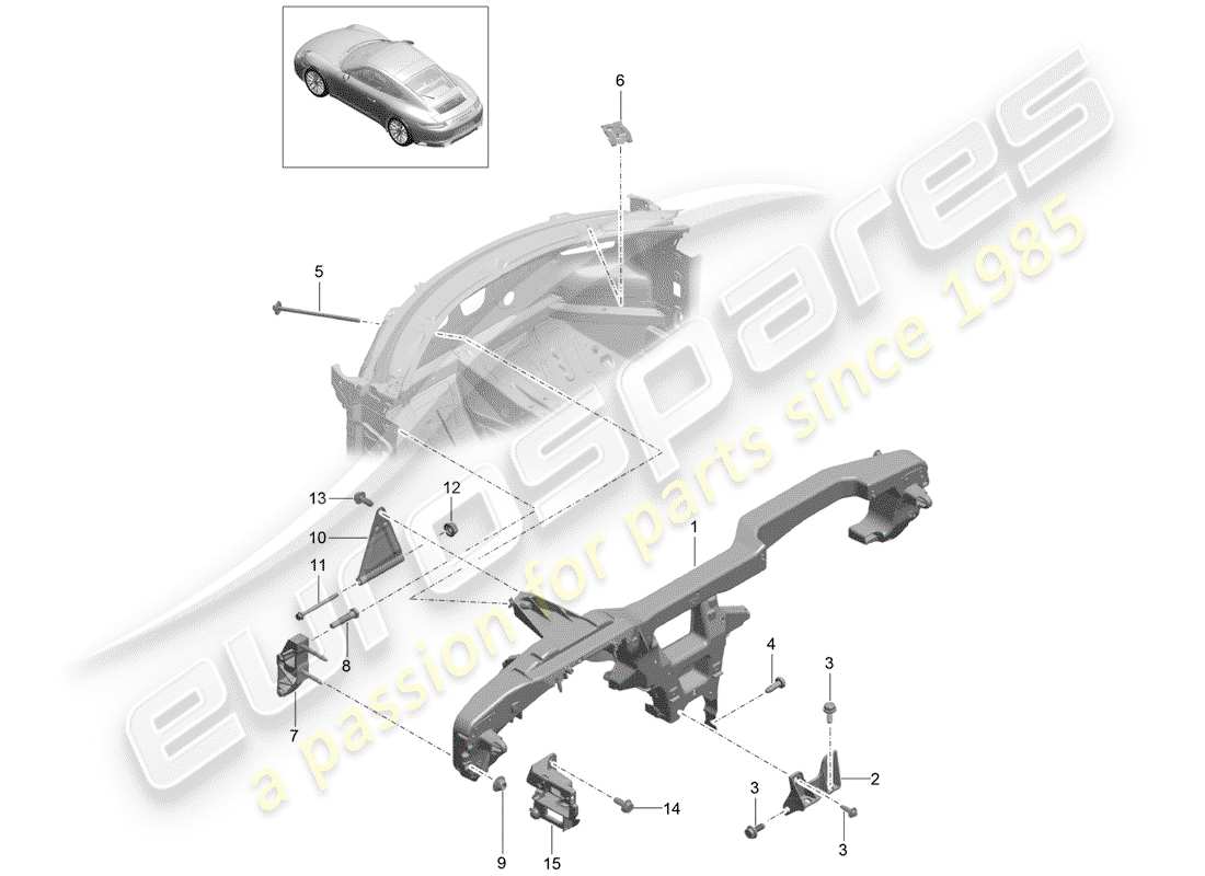 porsche 2019 (991-2) retaining frame part diagram