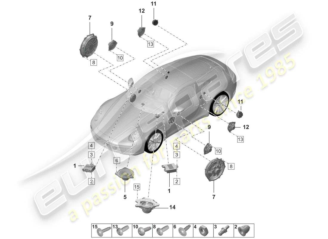 porsche 2019 (992-1) loudspeaker part diagram