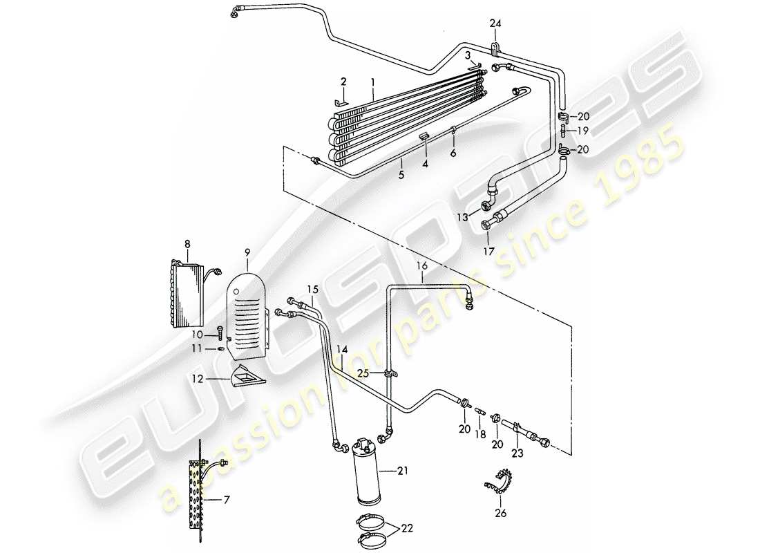 porsche 1969 (911/912) refrigerant circuit - air conditioner - d >> - mj 1968 part diagram