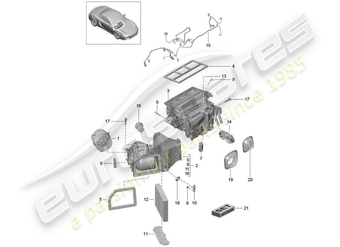porsche 2015 (981 boxster) air conditioner part diagram