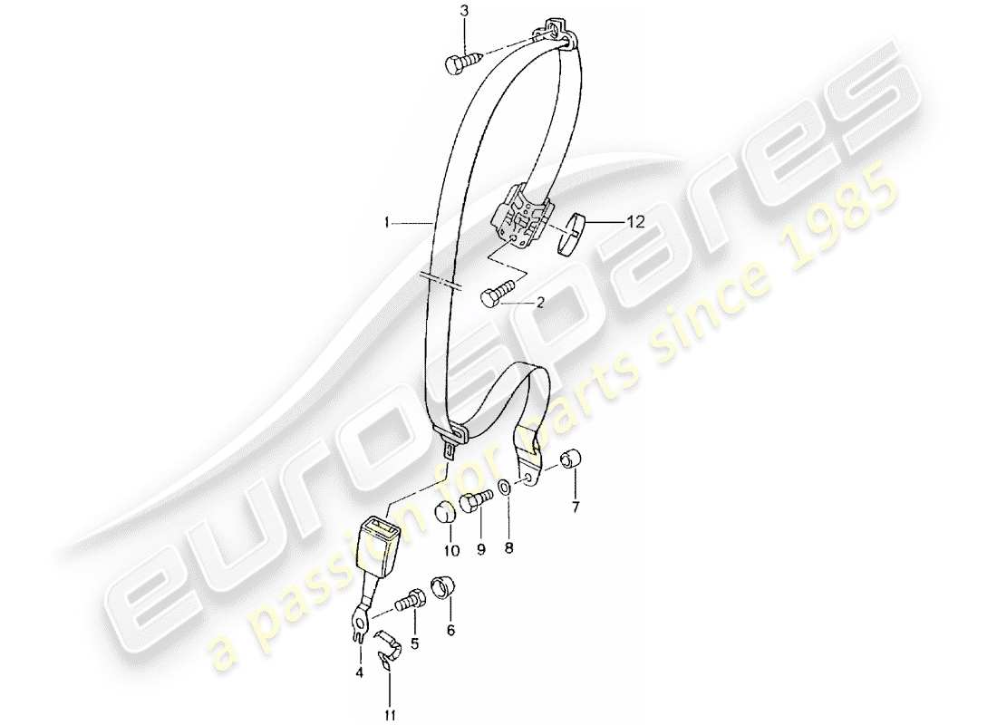 porsche 996 (2004) three-point seat belt parts diagram