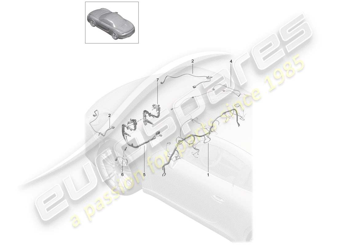 porsche 2014 (981 boxster) wiring harnesses part diagram