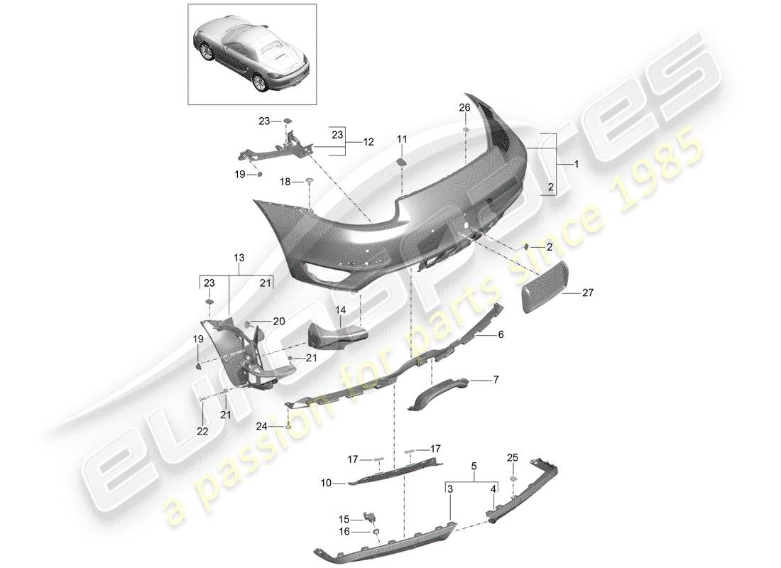 porsche 2015 (981 boxster) bumper part diagram