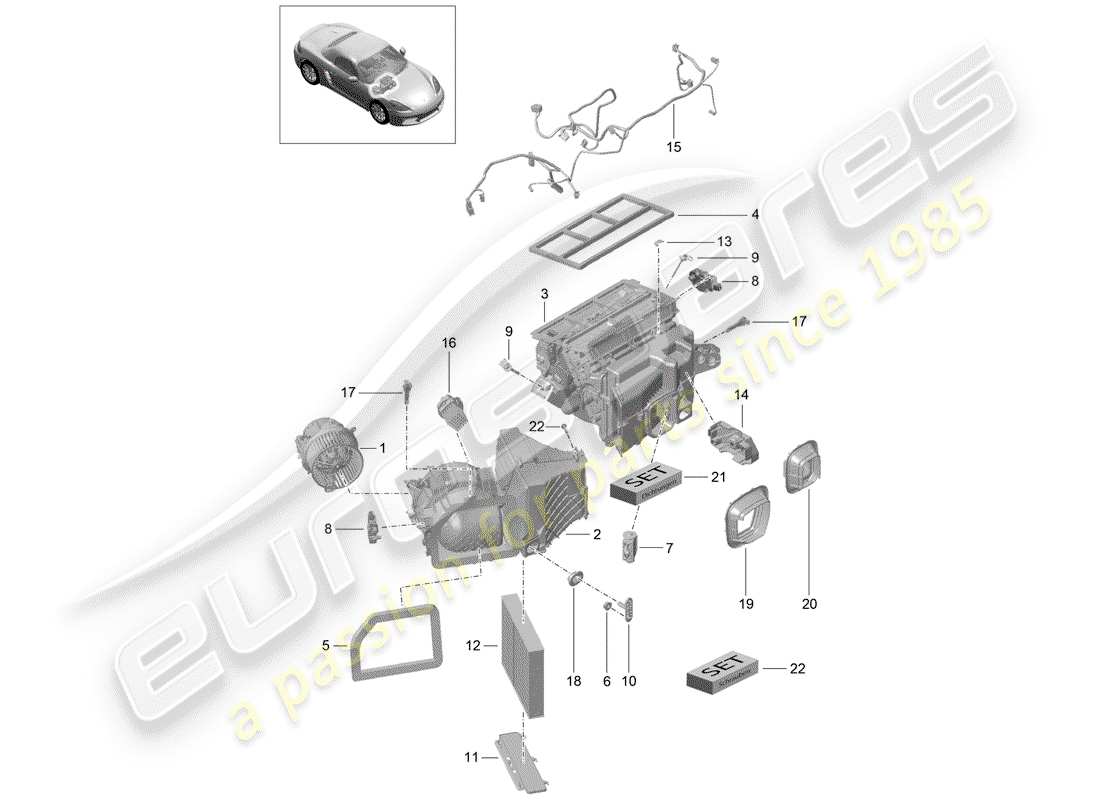 porsche 2019 (718 boxster) air conditioner part diagram