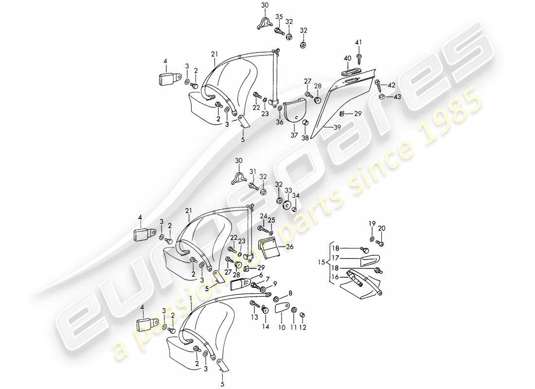 porsche 1969 (911/912) seat belt - d - mj 1969>> part diagram