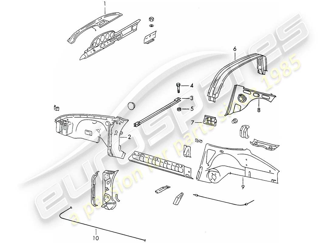 porsche 1969 (911/912) interior panelling part diagram