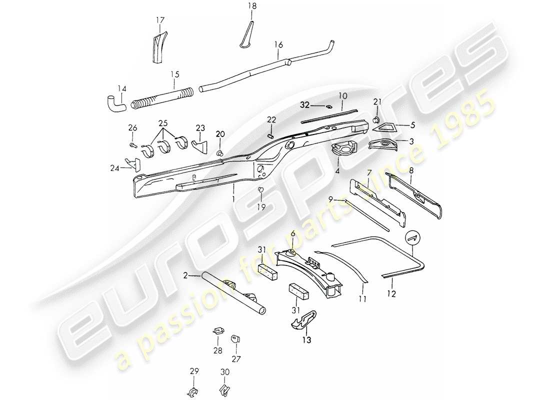porsche 1970 (911) frame part diagram