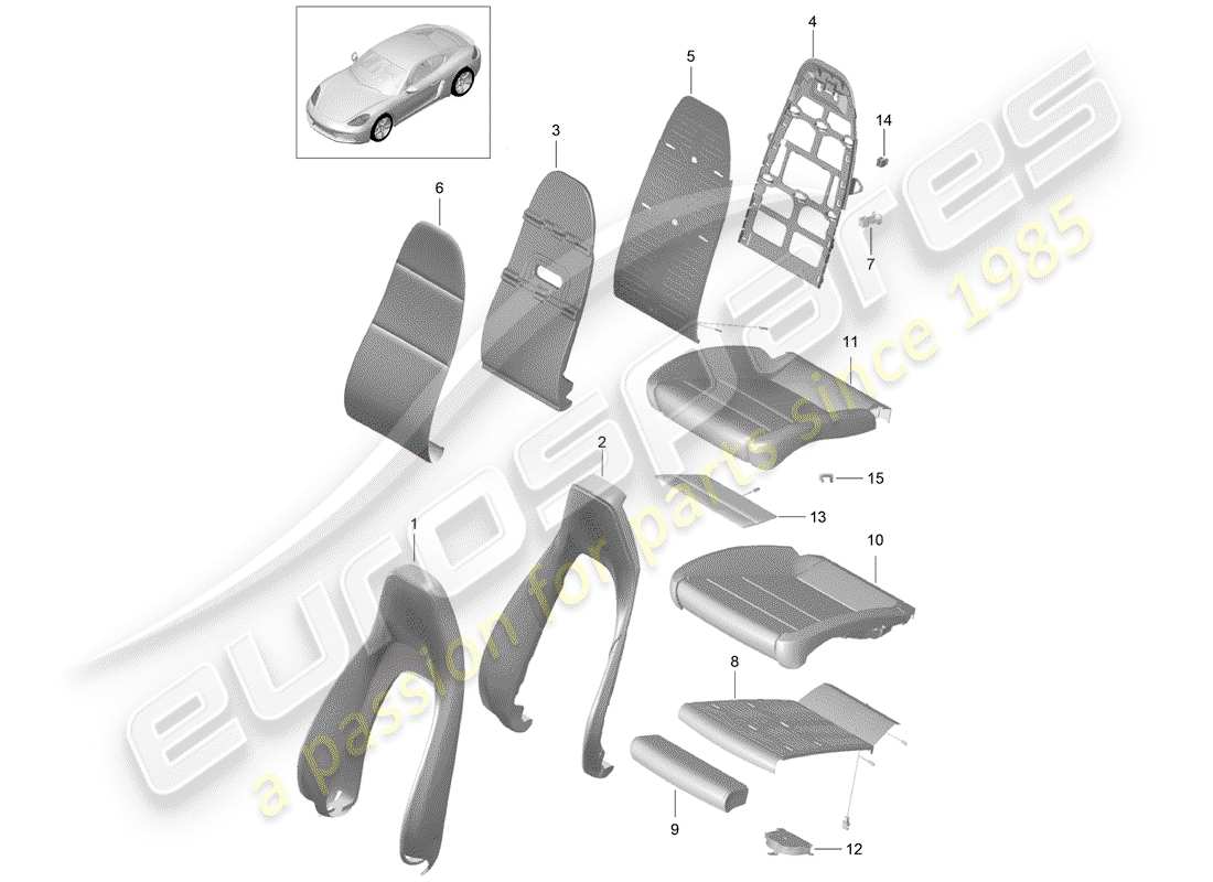 porsche 2020 (718 cayman) foam part part diagram