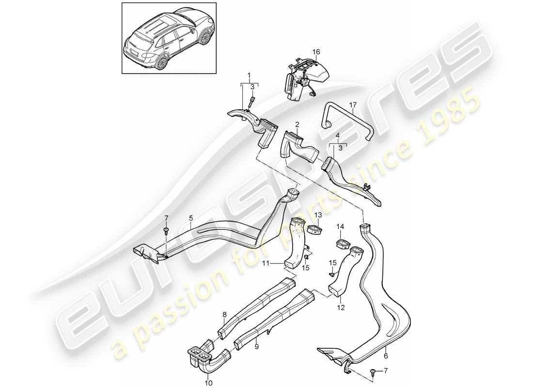 porsche 2013 (cayenne e2 92a) air duct part diagram