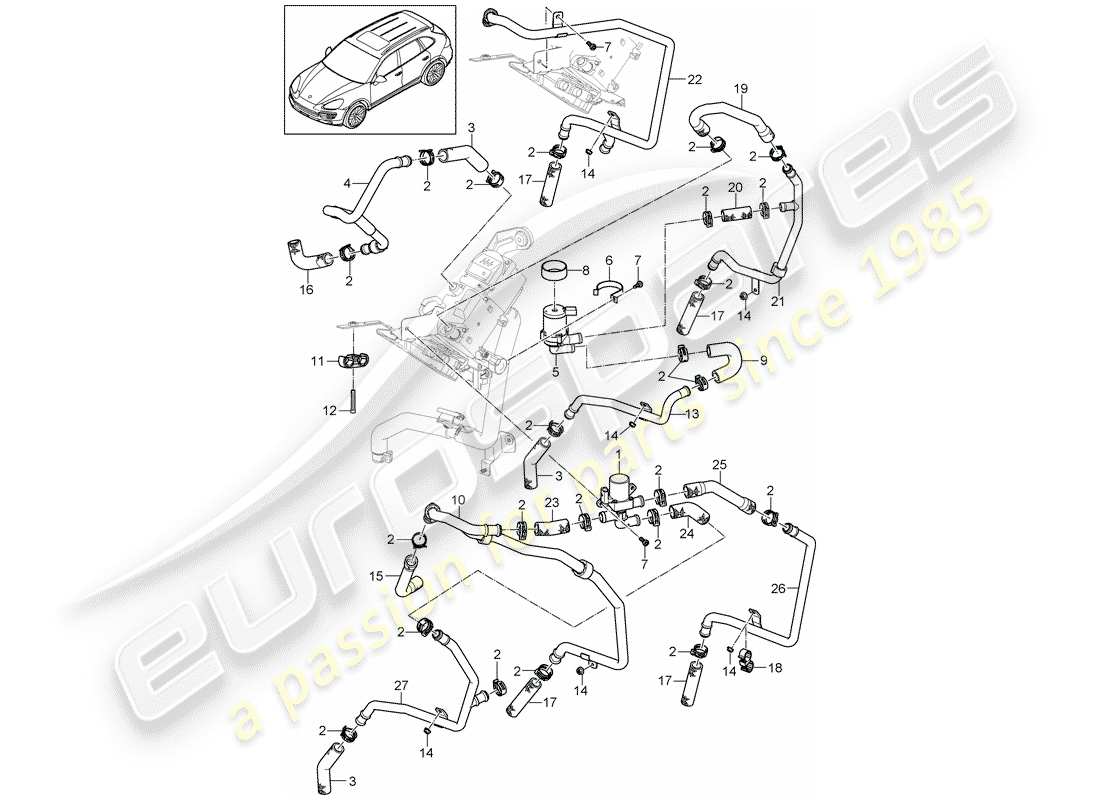 porsche 2011 (cayenne e2 92a) hose part diagram