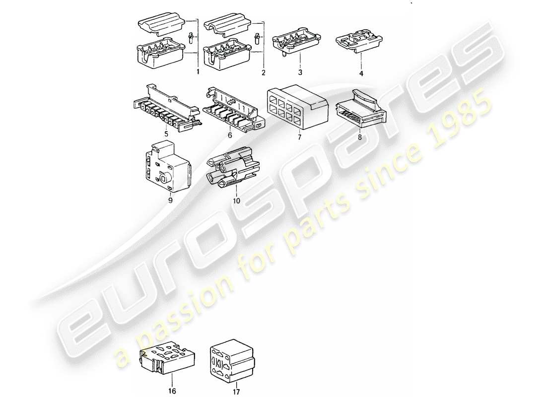 porsche 1990 (964) connector housing - 8-pole - 9-pole part diagram