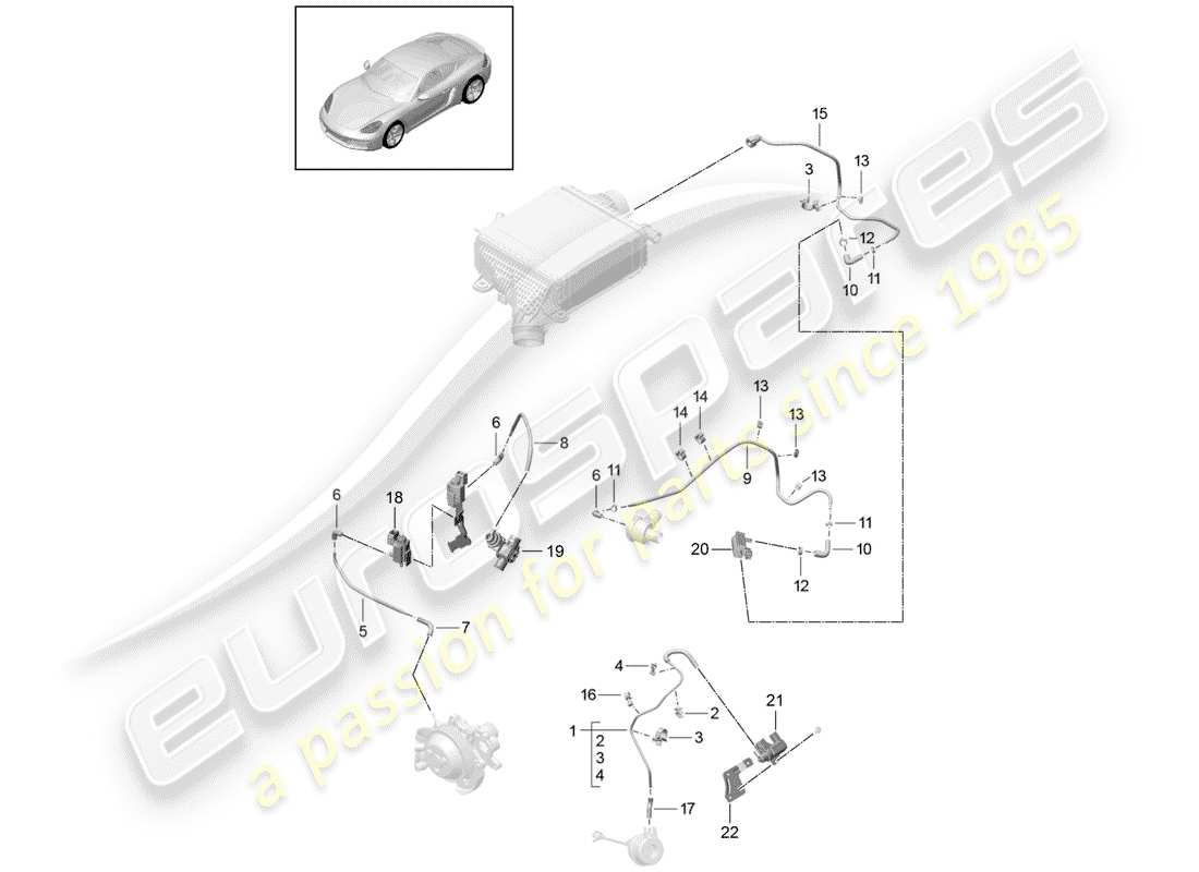 porsche 2017 (718 cayman) control line part diagram
