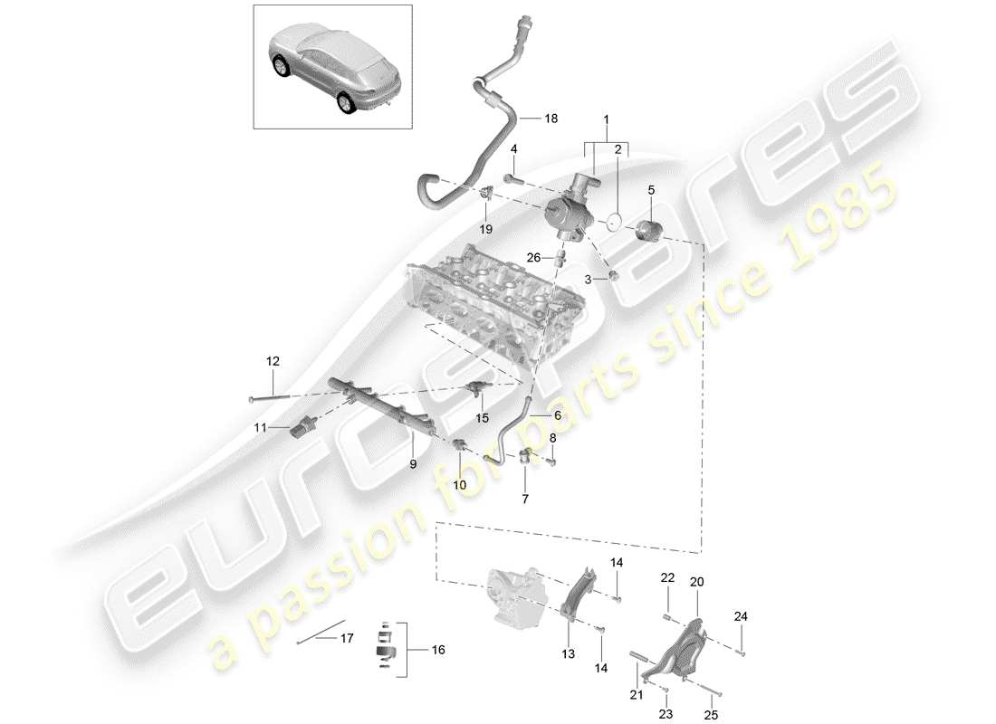 porsche 2014 (macan) fuel collection pipe part diagram
