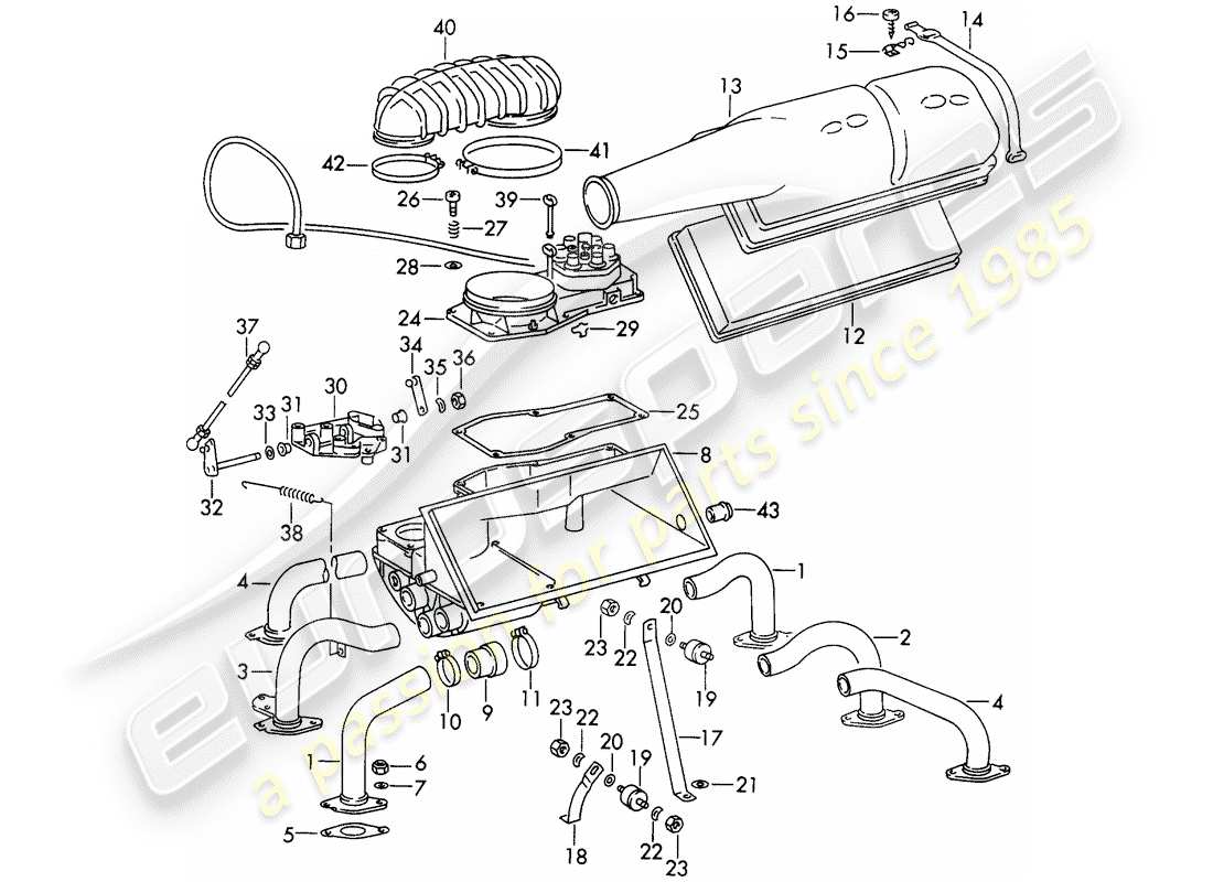 porsche 1970 (911) injection system - with: - air cleaner - and - mixture control unit - d - mj 1972>> part diagram
