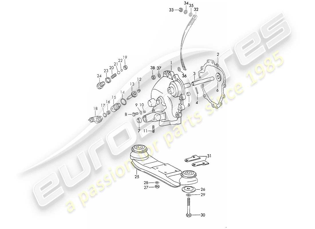 porsche 1970 (911) transmission cover - transmission suspension - sportomatic - typ 905/21 - d - mj 1972>> part diagram