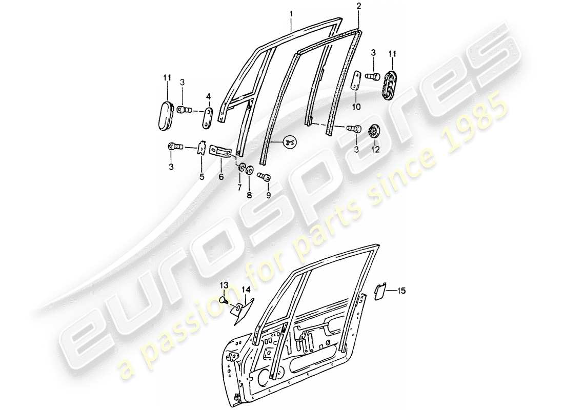 porsche 1991 (964) window frame part diagram
