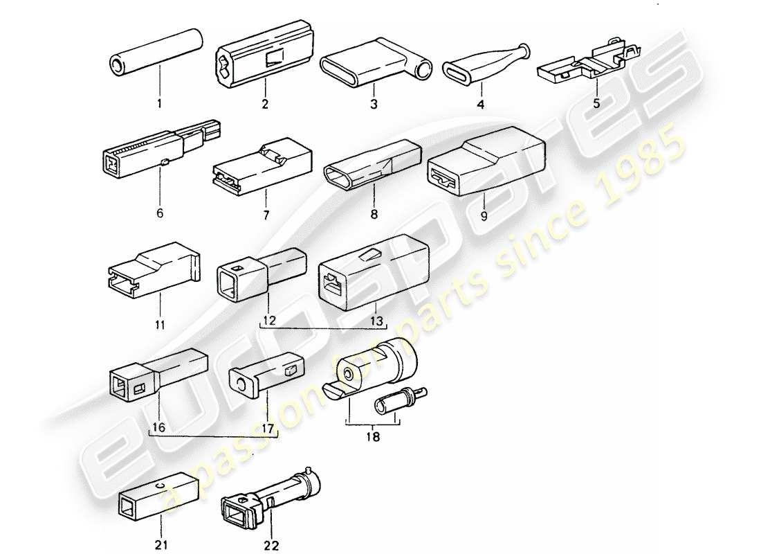 porsche 1990 (964) butt connector - connector housing - single pole part diagram