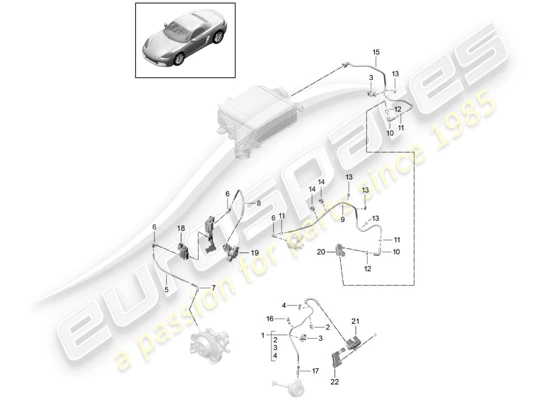 porsche 2019 (718 boxster) control line part diagram