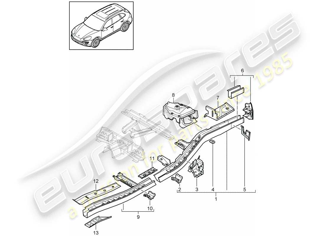 porsche 2017 (cayenne e2 92a) frame part diagram