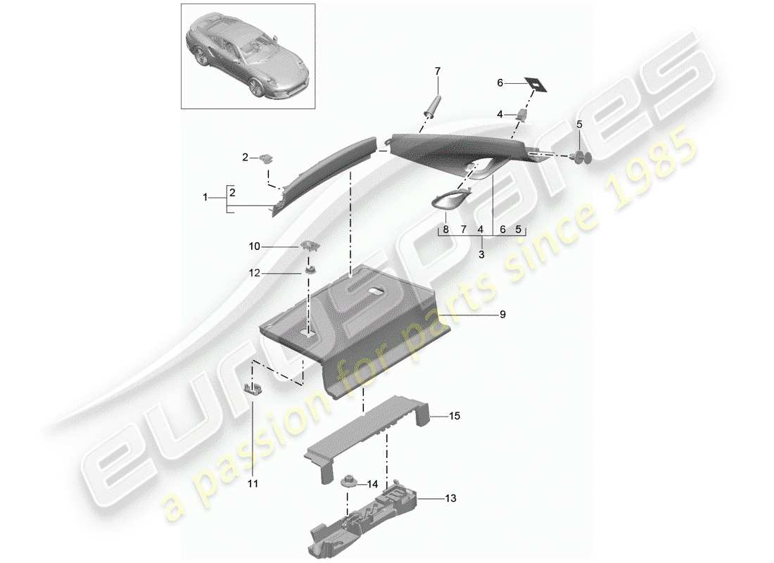porsche 2016 (991-1 turbo) trims part diagram