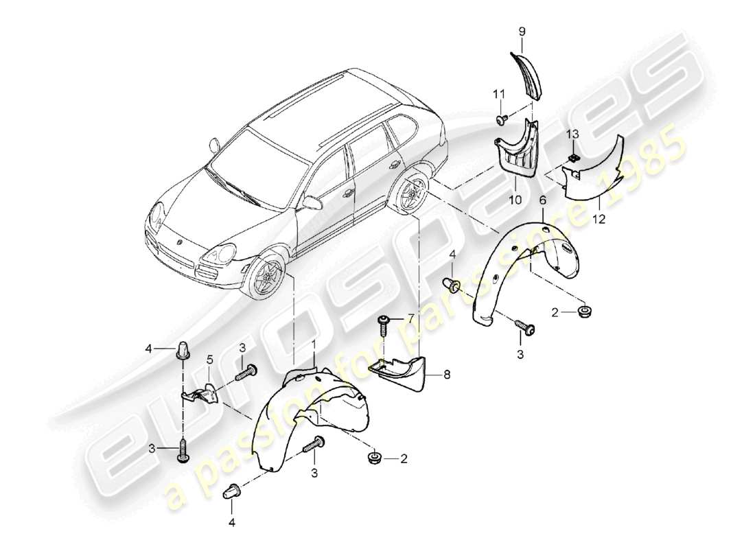 porsche 2003 (cayenne e1 9pa) trim wheel housing part diagram
