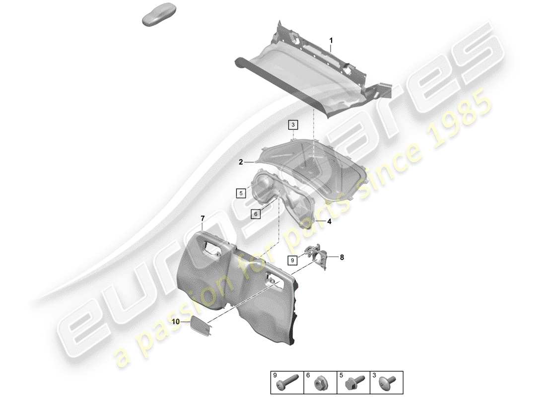 porsche 2020 (718 boxster spyder) trims parts diagram