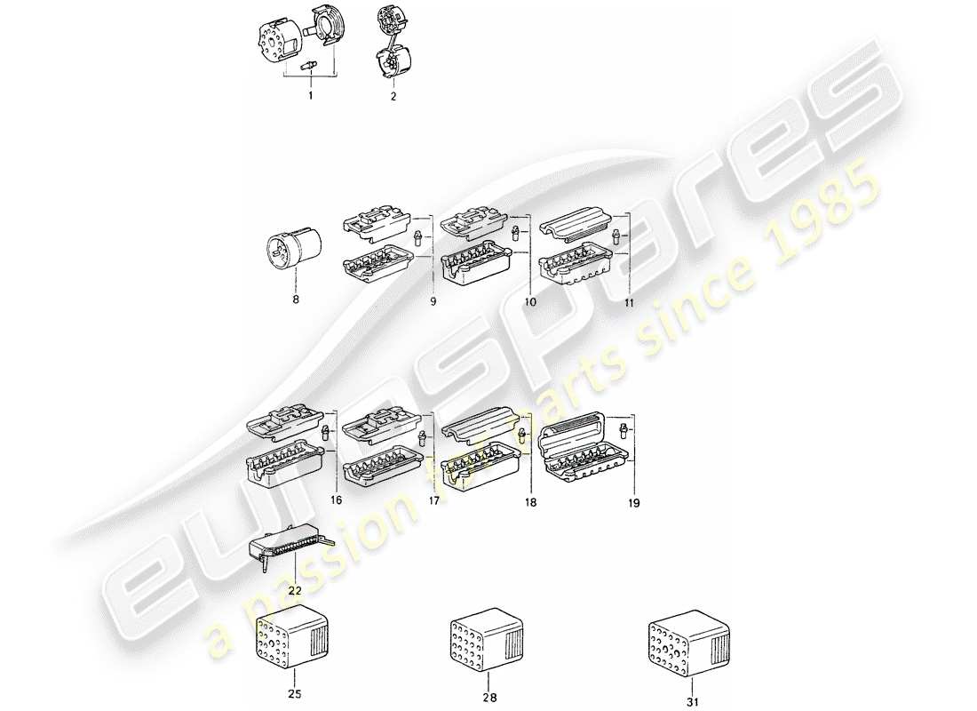porsche 1990 (964) connector housing part diagram