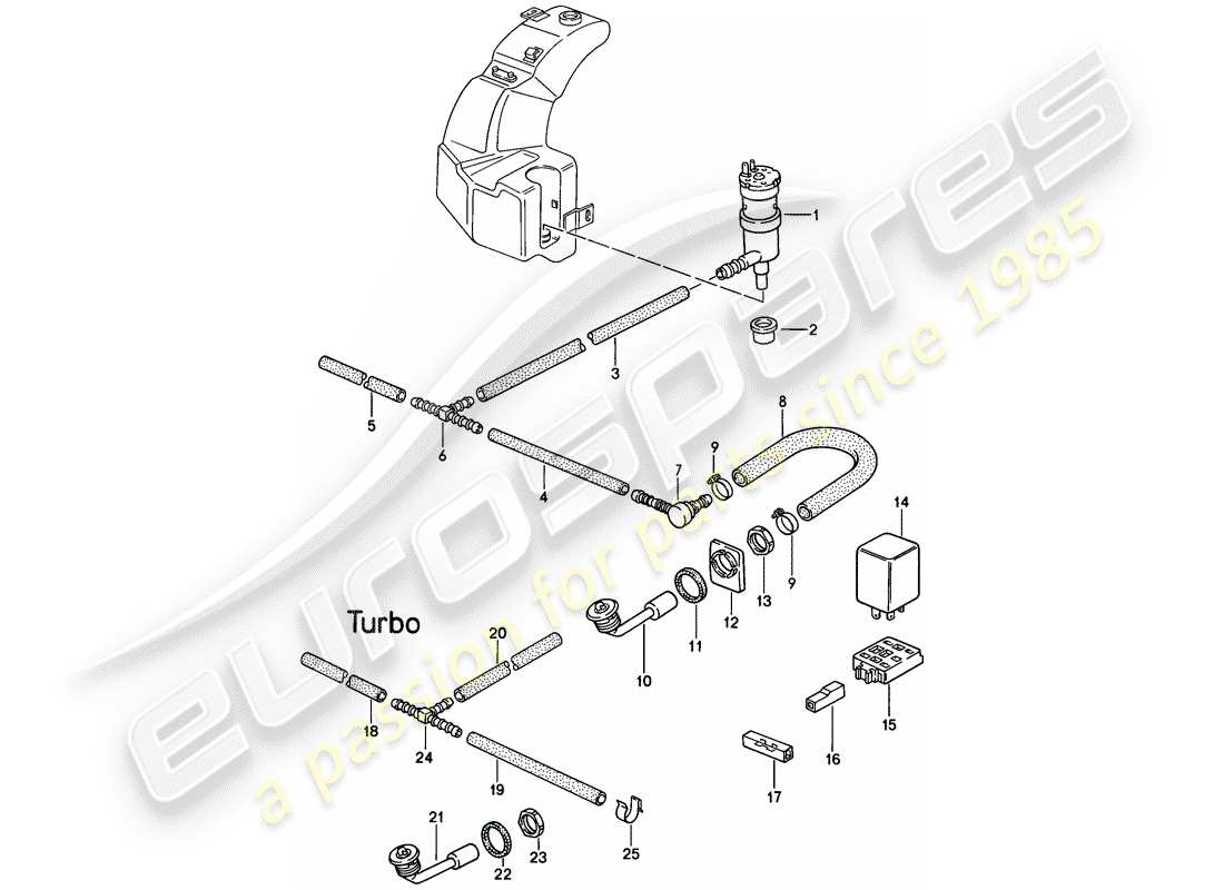 porsche 1986 (944) headlight washer system part diagram
