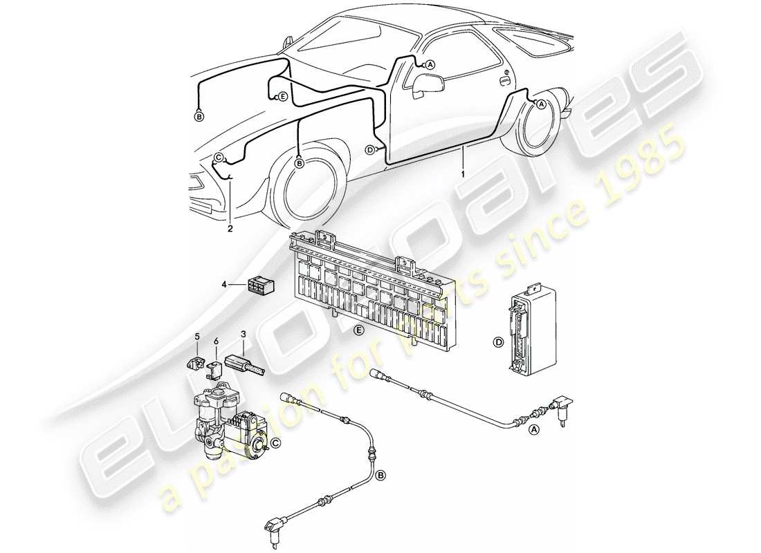 porsche 1983 (928) harness - anti-locking brake syst. -abs- part diagram