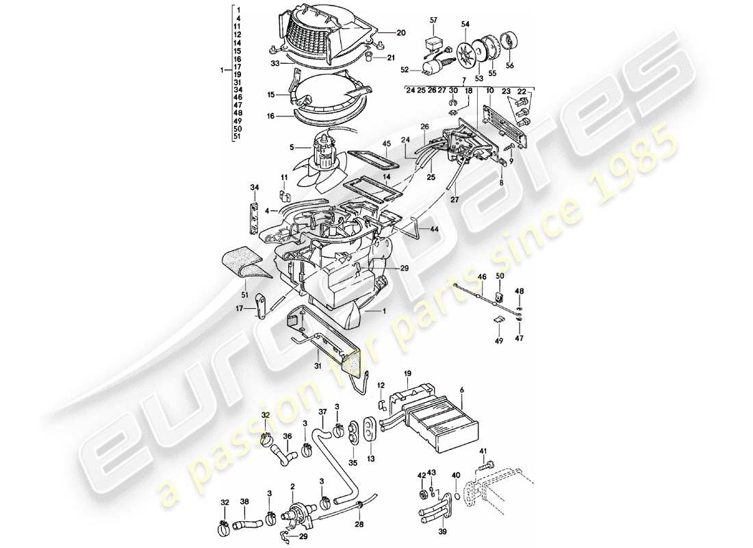 porsche 1985 (924) heater - f >> 92-cn402 197 - f >> 93-cn100 305 - f >> 93-bn700 450 part diagram