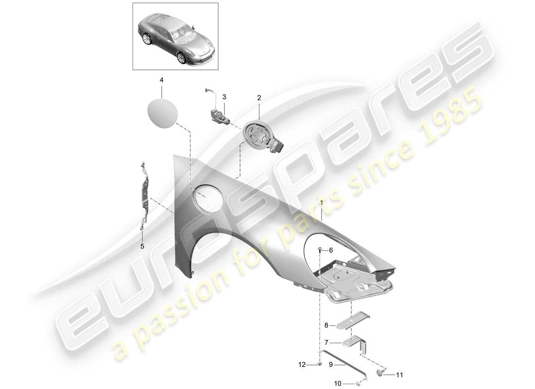 porsche 2016 (991-1 r/gt3/rs) fender part diagram