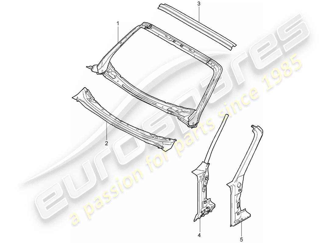 porsche boxster 987 (2006) cowl parts diagram