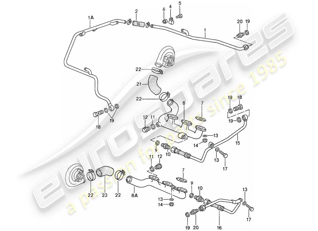 porsche 1987 (959) water cooling 4 parts diagram