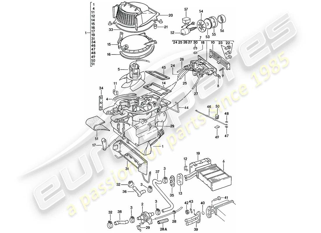 porsche 1979 (924) heater - d - mj 1979>> - mj 1979 part diagram