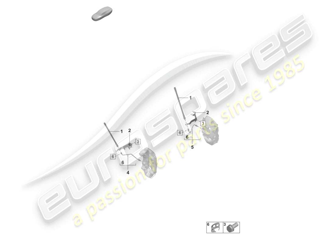 porsche 2019 (992-1) brake pipe/hose from brake hose to brake caliper housing part diagram