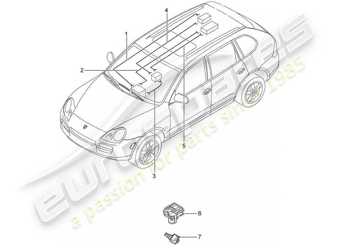 porsche 2005 (cayenne e1 9pa) light fibre optic part diagram