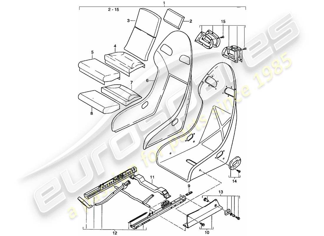 porsche 2003 (996 turbo / gt2) seat - leather part diagram