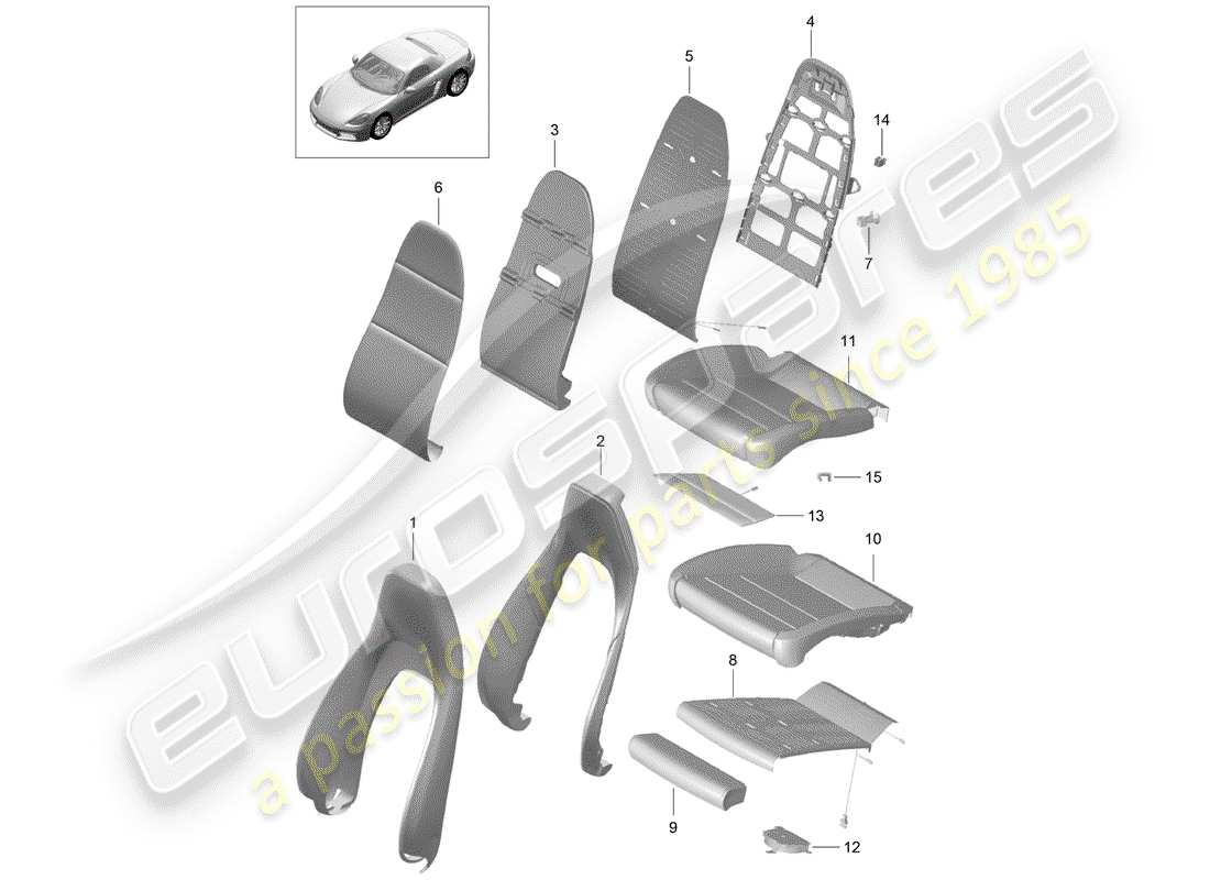 porsche 2020 (718 boxster) foam part part diagram