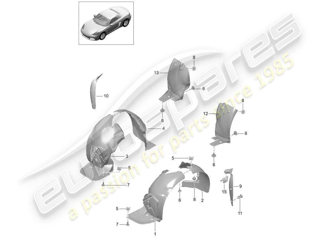 porsche 2017 (718 boxster) trims part diagram