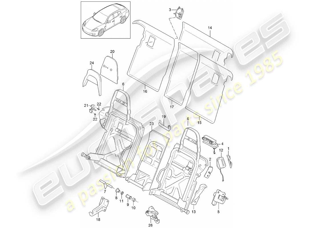 porsche 2015 (panamera 970) back seat backrest part diagram