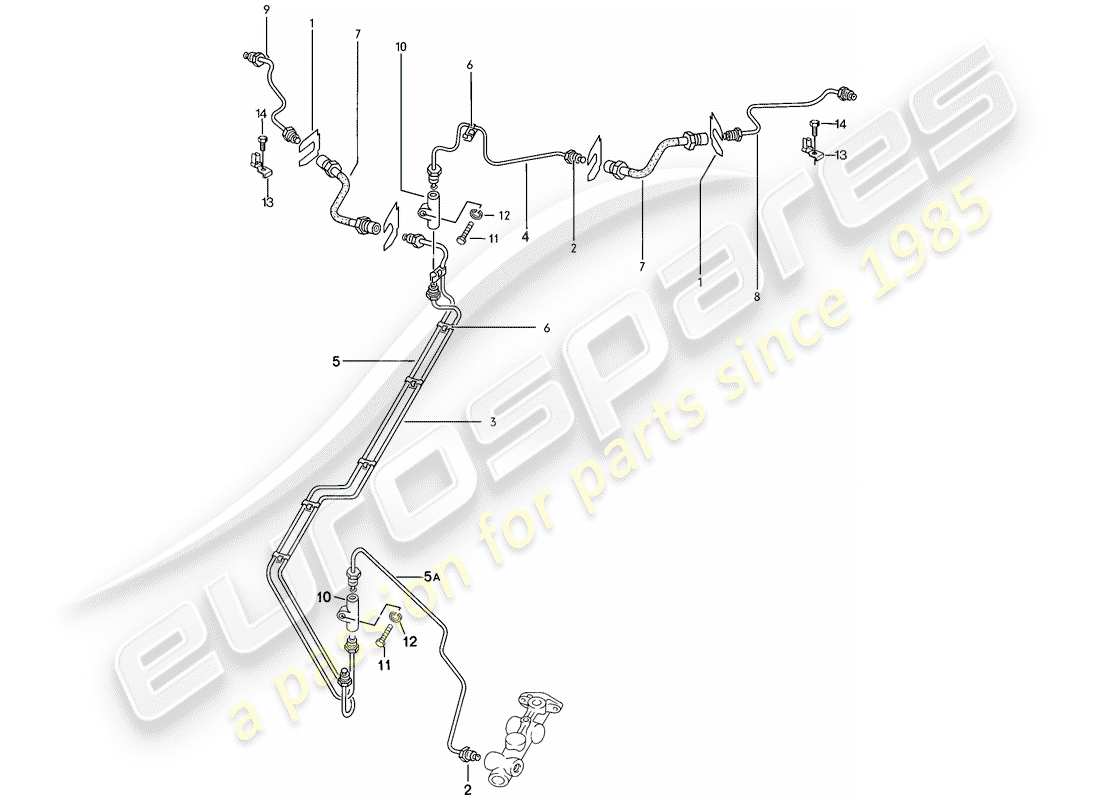 porsche 1976 (924) brake lines part diagram
