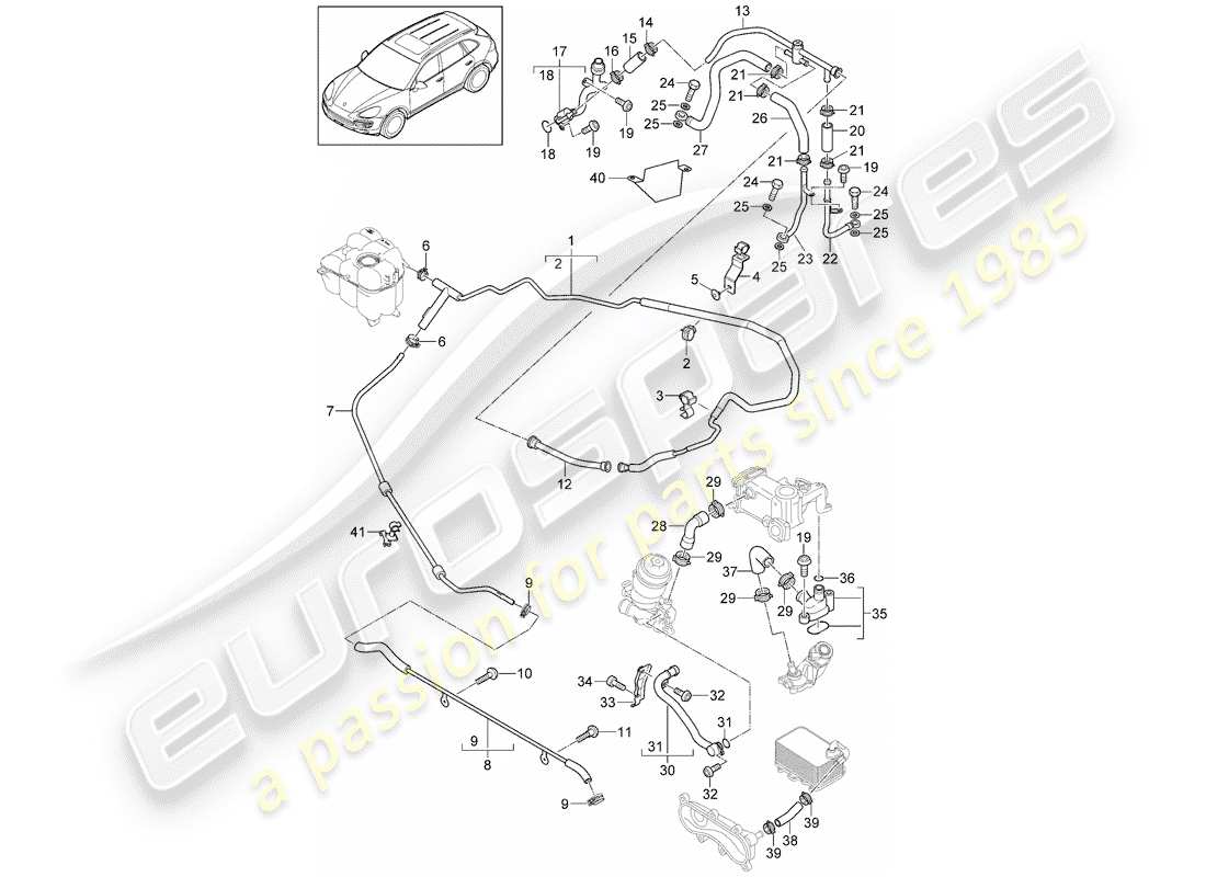 porsche 2015 (cayenne e2 92a) water cooling part diagram