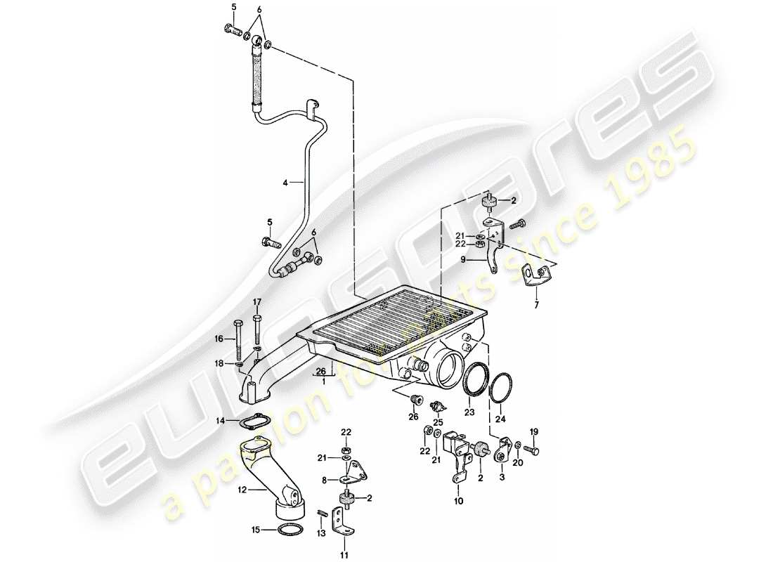 porsche 1981 (924) charge air cooler part diagram