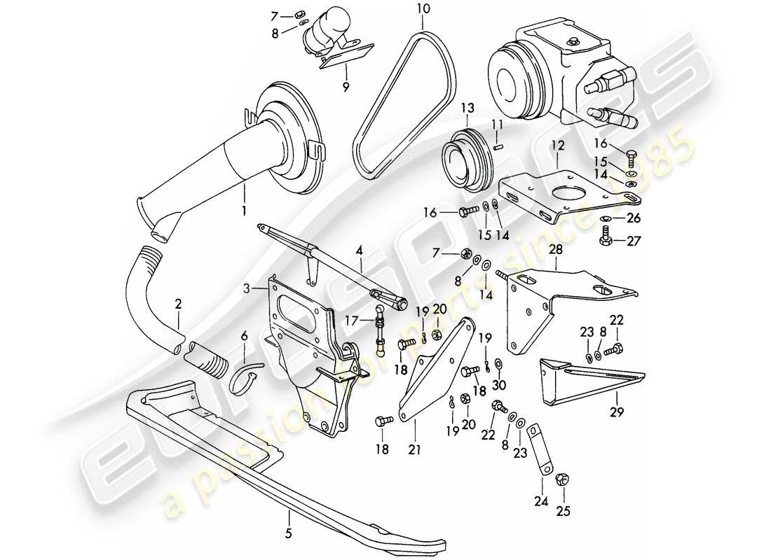 porsche 1970 (911) air conditioner - mount - for - compressor - not for: - (usa) part diagram