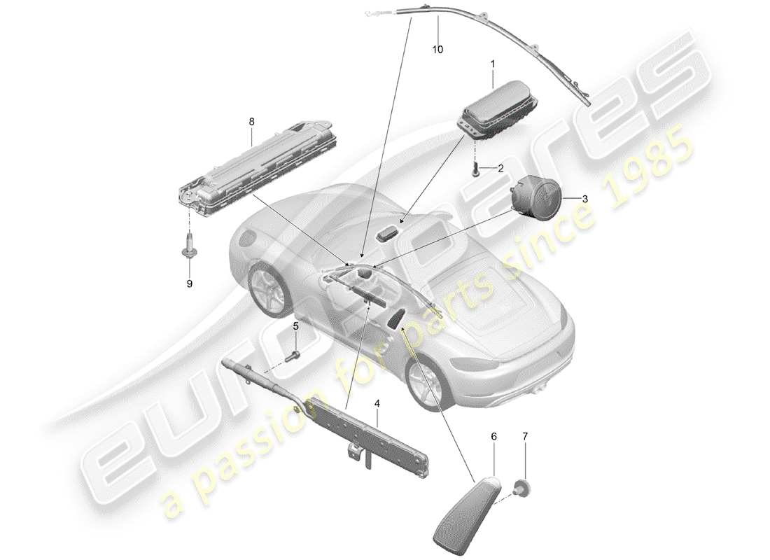 porsche 2017 (718 cayman) airbag part diagram
