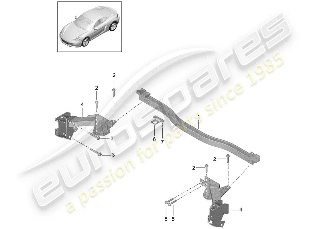porsche 2017 (718 cayman) cross member part diagram