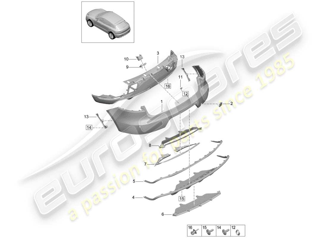 porsche 2020 (macan) bumper part diagram